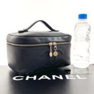 Chanel Coco Leather Vanity Handbag Caviar Black Matte Mark